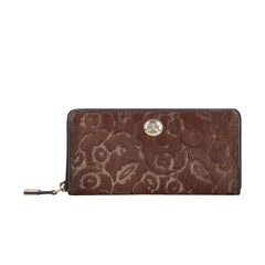 RI2K LONDON Genuine Leather Brown With Lazer Cut Leather Zip Around Purse