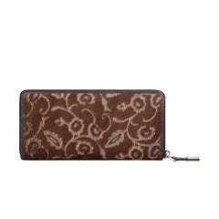 RI2K LONDON Genuine Leather Brown With Lazer Cut Leather Zip Around Purse