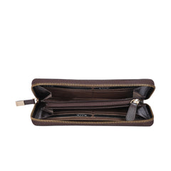 RI2K LONDON Genuine Leather Brown With Lazer Cut Leather Zip Around Purse