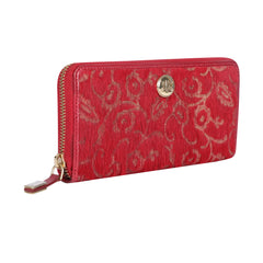 RI2K LONDON Genuine Leather Red With Lazer Cut Leather Zip Around Purse