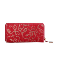 RI2K LONDON Genuine Leather Red With Lazer Cut Leather Zip Around Purse