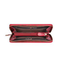 RI2K LONDON Genuine Leather Red With Lazer Cut Leather Zip Around Purse