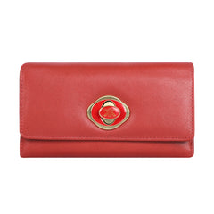 RI2K LONDON Women Tomato Red Genuine Leather Flap Purse