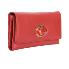 RI2K LONDON Women Tomato Red Genuine Leather Flap Purse