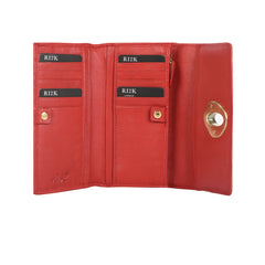 RI2K LONDON Women Tomato Red Genuine Leather Flap Purse