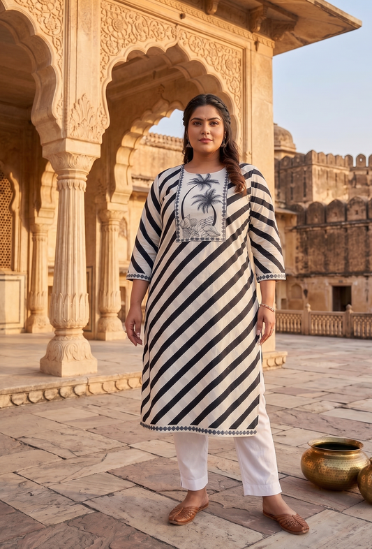Noir Palm Kurta Set