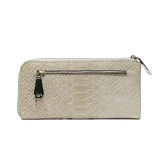 RI2K LONDON Women Genuine Imported Italian Leather Half Zip Around Cream Purse