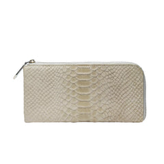 RI2K LONDON Women Genuine Imported Italian Leather Half Zip Around Cream Purse