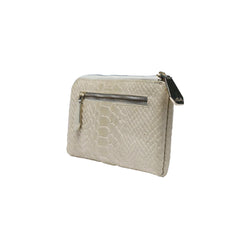 RI2K LONDON Women Genuine Imported Italian Leather Half Zip Around Cream Purse