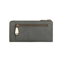 RI2K LONDON Women Genuine Imported Italian Leather Half Zip Around Grey Purse