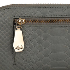 RI2K LONDON Women Genuine Imported Italian Leather Half Zip Around Grey Purse