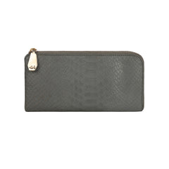 RI2K LONDON Women Genuine Imported Italian Leather Half Zip Around Grey Purse