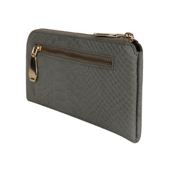RI2K LONDON Women Genuine Imported Italian Leather Half Zip Around Grey Purse