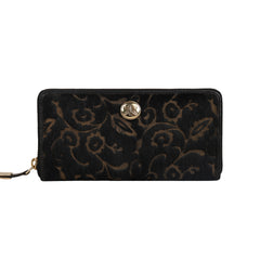 RI2K LONDON Genuine Leather Black With Lazer Cut Leather Zip Around Purse