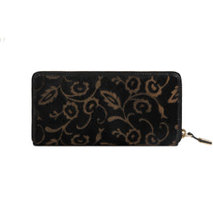 RI2K LONDON Genuine Leather Black With Lazer Cut Leather Zip Around Purse