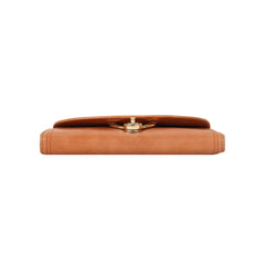 RI2K LONDON Genuine Leather Tan Flap Purse With Twist Lock