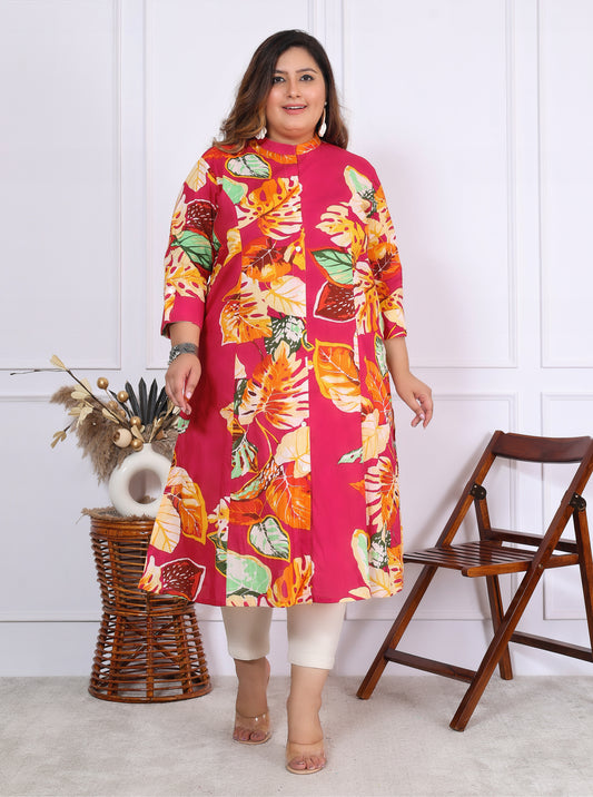 Women Printed Cotton A-line Kurta (B02-Multicolor)