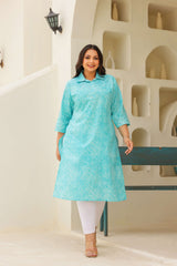 Big Size Turquoise Blue Kurti β Comfort with Style