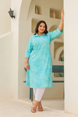 Big Size Turquoise Blue Kurti β Comfort with Style