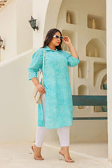 Big Size Turquoise Blue Kurti β Comfort with Style