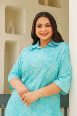 Big Size Turquoise Blue Kurti β Comfort with Style