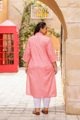 Big Size Coral Pink Kurti โ Bold, Bright & Beautiful