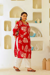 Women's Plus Size Cotton Kurti with 3/4 Sleeves – Elegant & Comfortable