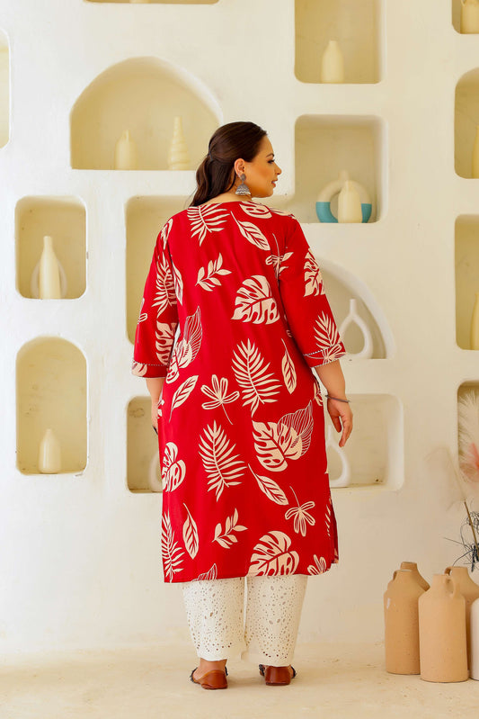 Women's Plus Size Cotton Kurti with 3/4 Sleeves – Elegant & Comfortable