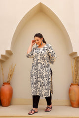 Plus Size Cotton Kurti for Women with 3/4 Sleeves – Classic Everyday Comfort