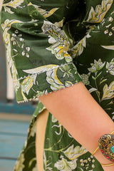 Plus Size Green Cotton Kurti with Floral Print – Comfortable & Stylish