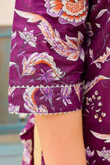 Plus Size Lavender Floral Printed Kurti – Soft Cotton Comfort