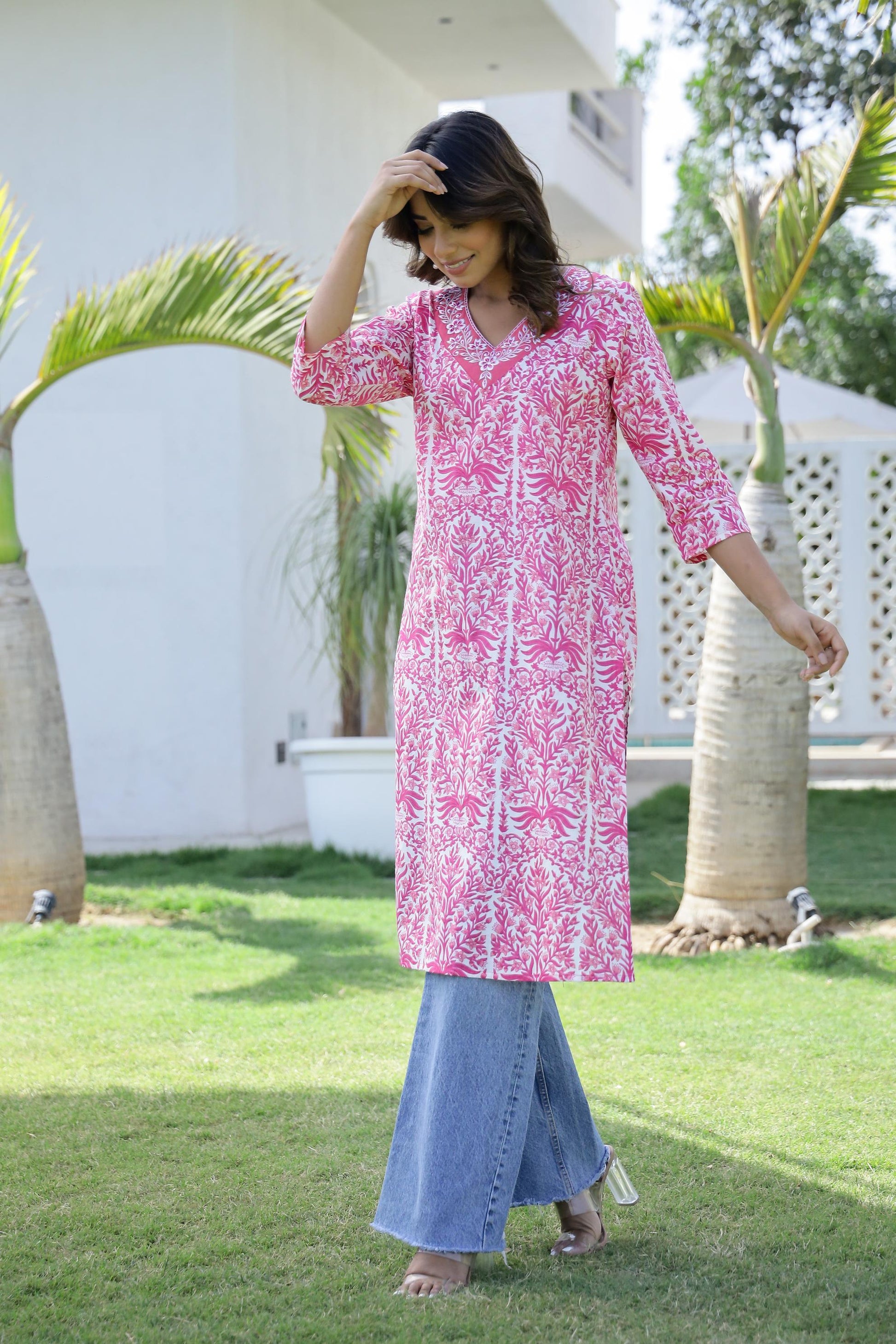 Cotton Embroidered Straight Fit Kurti | | Shop stylish women's clothing online at Label Flavia |
