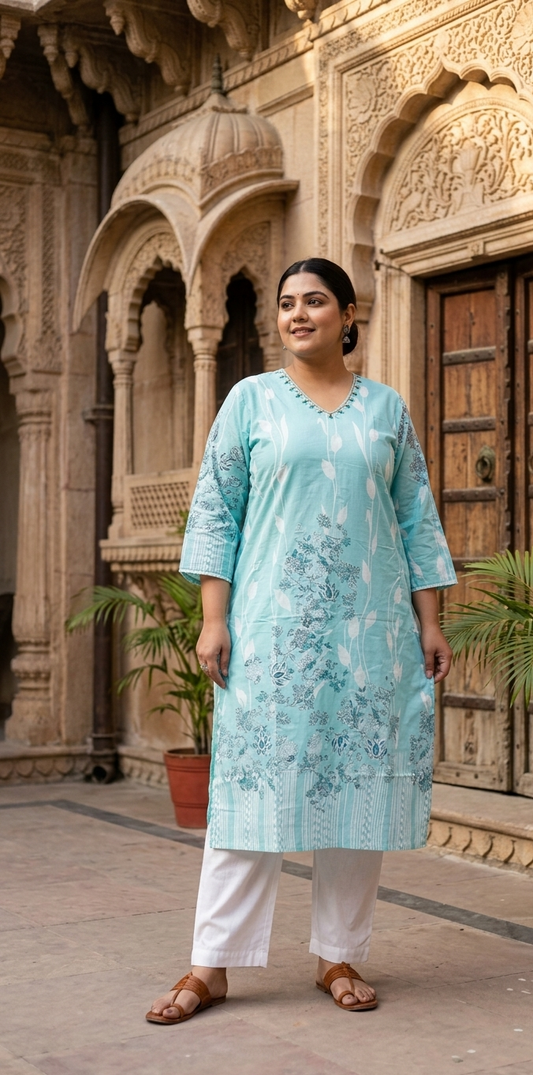Aqua Fern Kurti