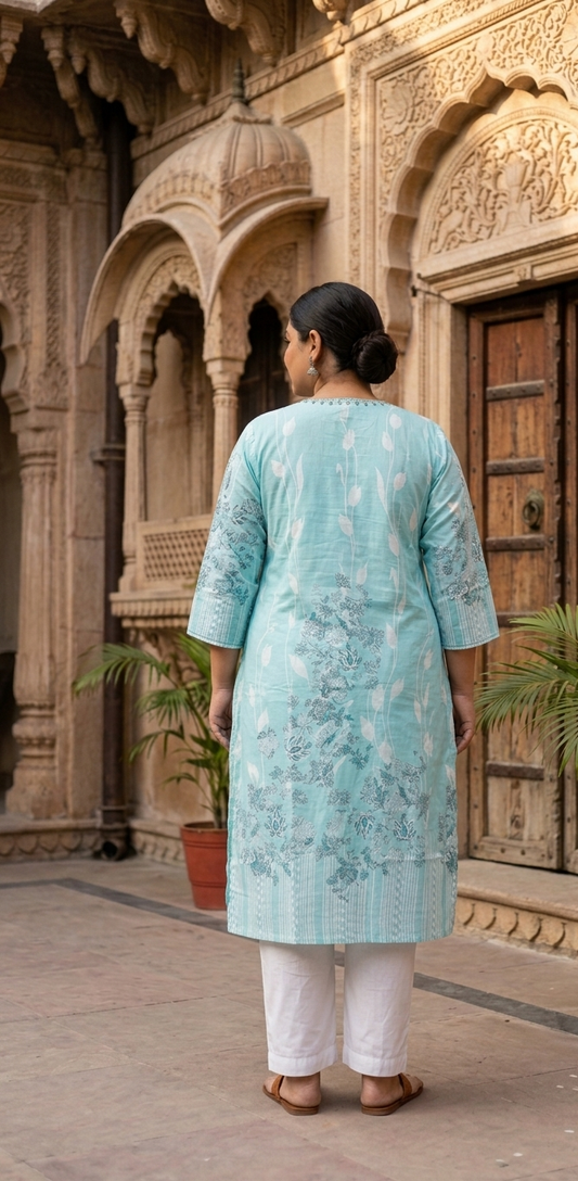 Aqua Fern Kurti