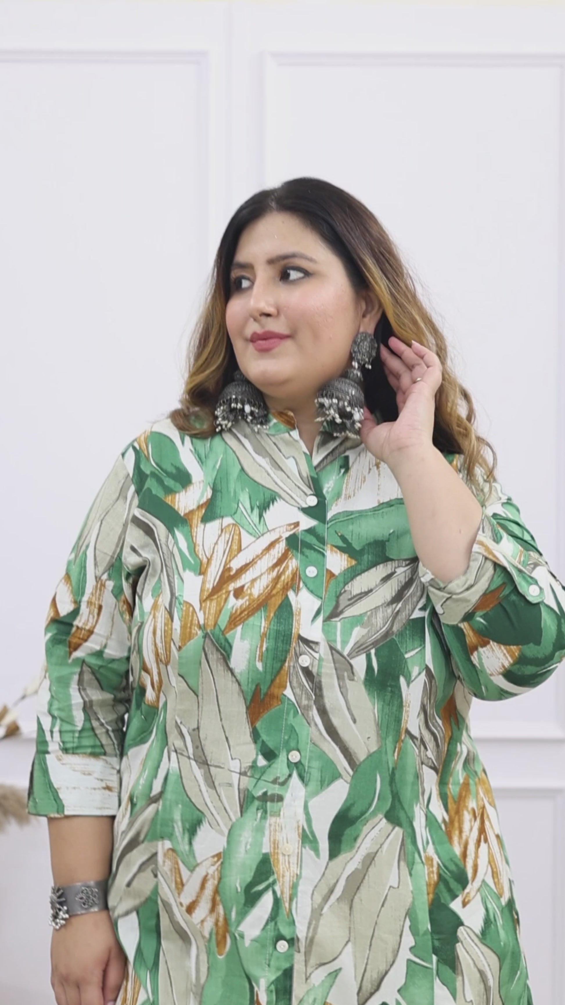Women Printed Cotton A-line Kurta (B03-Green)