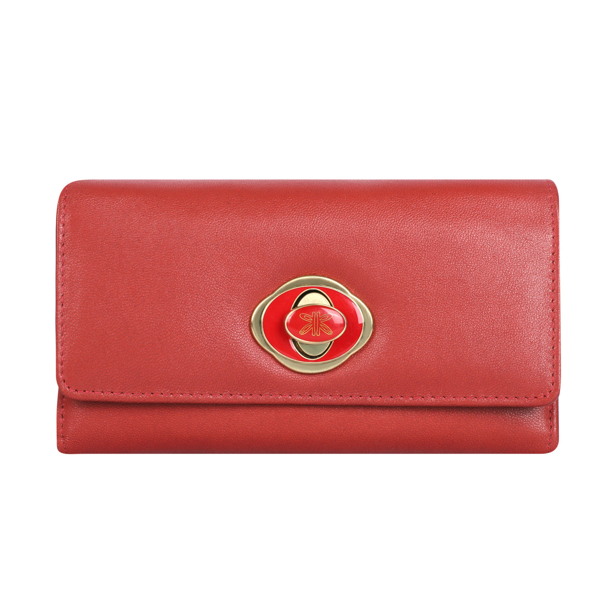 RI2K LONDON Women Tomato Red Genuine Leather Flap Purse