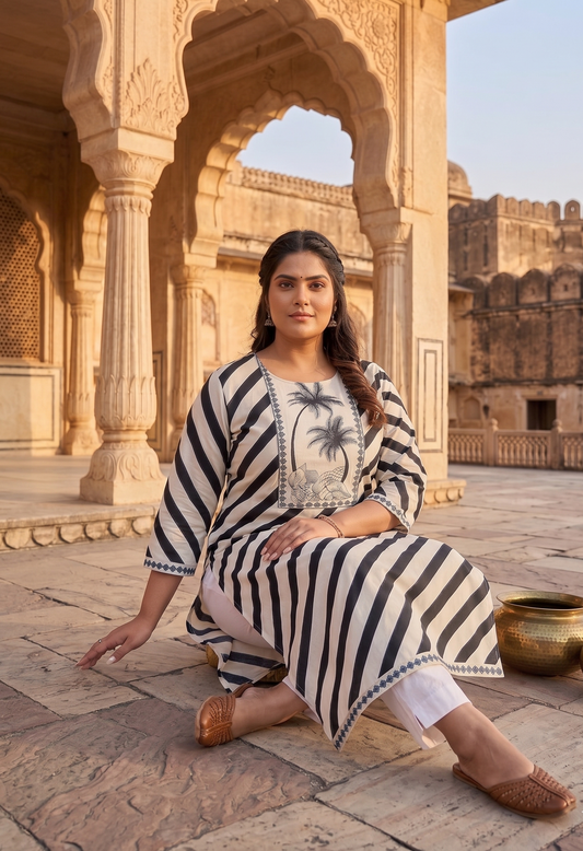 Noir Palm Kurta Set