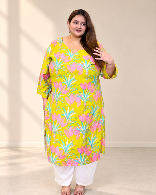 Basanti Floral Kurti