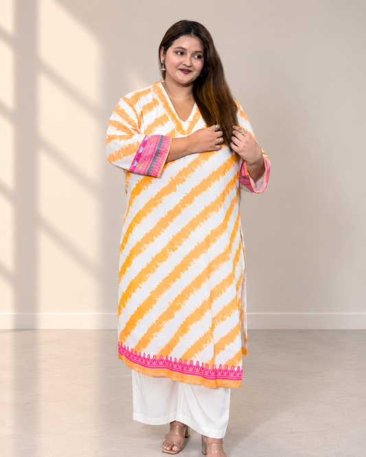 Leheriya-Print A-Line Kurta