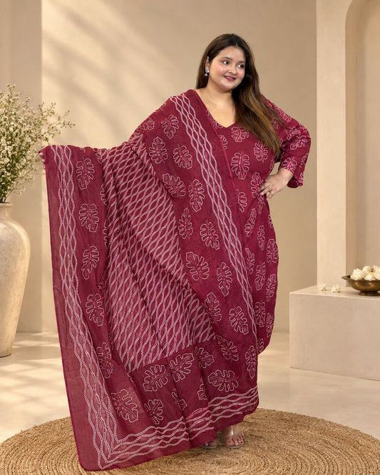 Rose Pink Bandhani Kurta Set