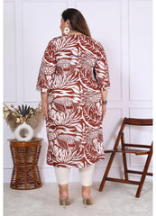 Women Printed Cotton Straight Kurta (B01-Mehroon)