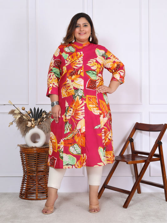 Women Printed Cotton A-line Kurta (B02-Multicolor)