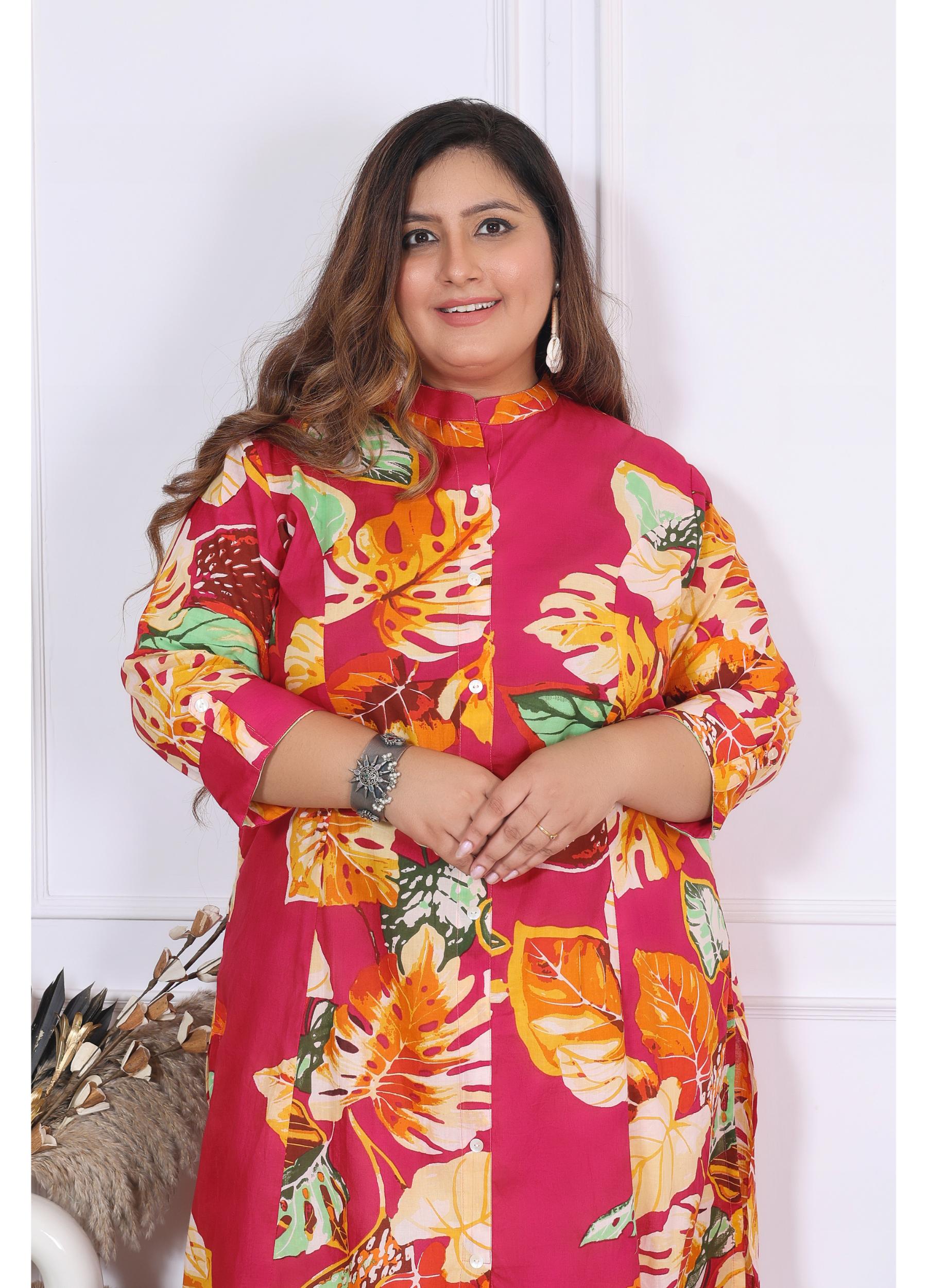 Women Printed Cotton A-line Kurta (B02-Multicolor)