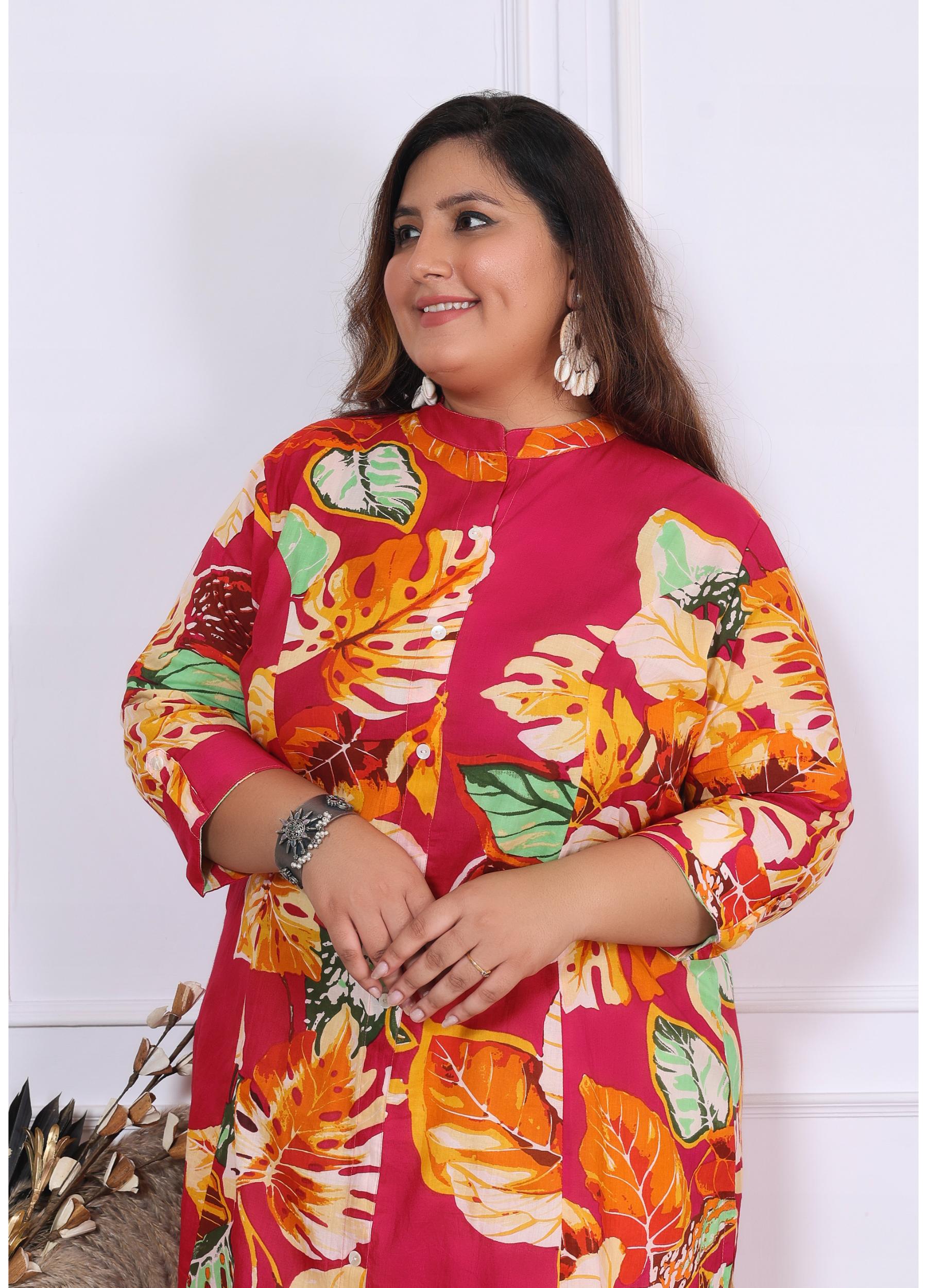 Women Printed Cotton A-line Kurta (B02-Multicolor)