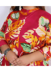 Women Printed Cotton A-line Kurta (B02-Multicolor)