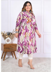 Women Printed Cotton A-line Kurta (B03-Lavender)