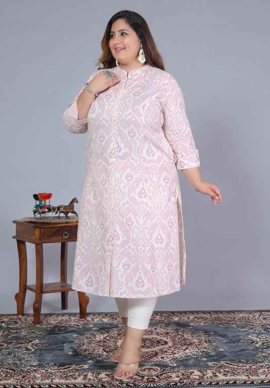 Women Printed Cotton A-line Kurta (B07-Purple)