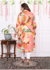 Women Printed Cotton Straight Kurta (B13-Peach)