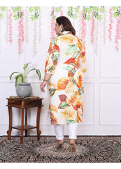 Women Printed Cotton Straight Kurta (B15-Multicolor)