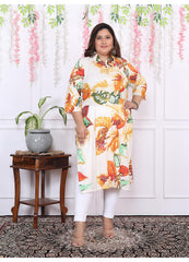 Women Printed Cotton Straight Kurta (B15-Multicolor)